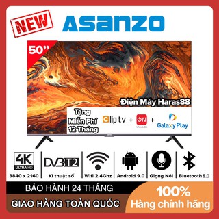 Smart Voice Tivi Asanzo 50 inch UHD 4K 50U71 Android 10.0, Remote Giọng Nói, Bluetooth 5.0, Wifi 2.4Ghz, Ram 2GB, Rom 8