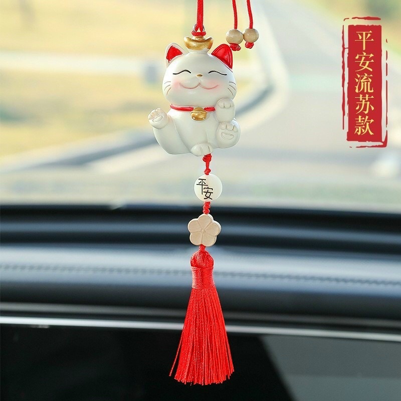 dây treo ô tô mèo thần tài, treo trang trí phong thuỷ