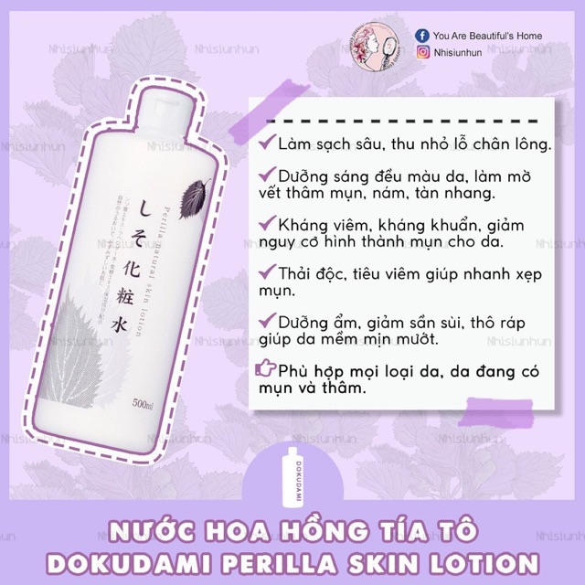 Nước hoa hồng chiết xuất lá tía tô Dokudami Perilla Skin Lotion - Nhật Bản