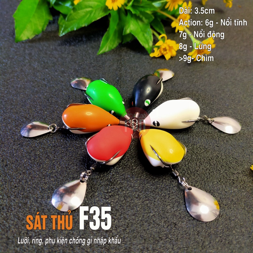 Mồi giả nhái hơi F35 mini, dài 3.5cm, siêu nhạy cá (Trị từ bú bình tới Hugo)