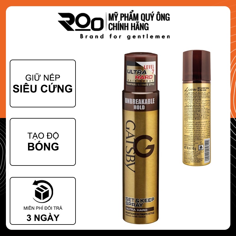 Gôm Xịt Giữ Nếp Tóc Siêu Cứng Gatsby Set & Keep Spray Hair Spray Ultra Hard