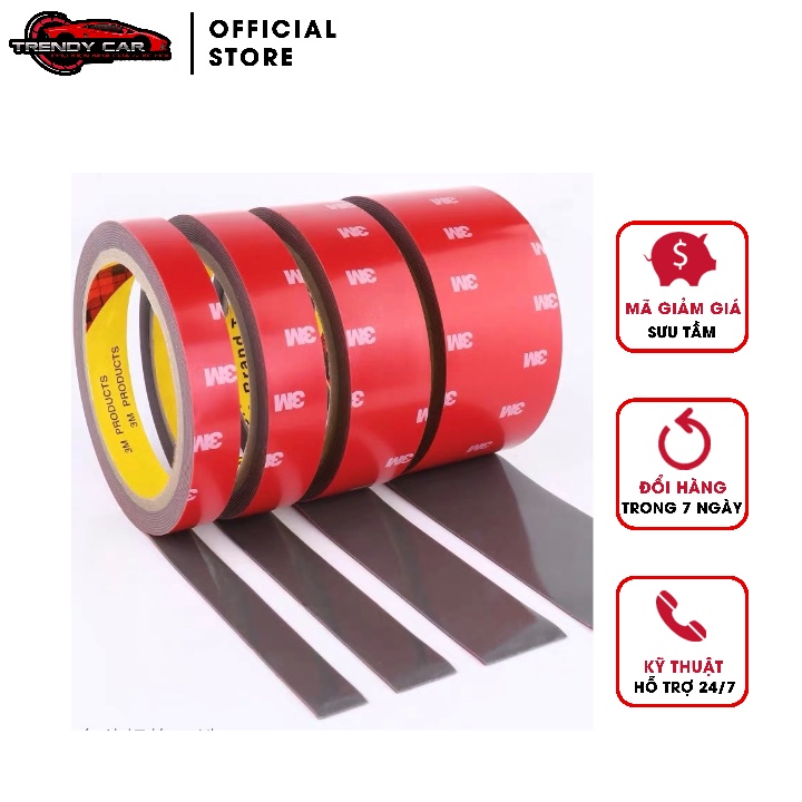 Băng dính 3M xịn chính hãng. băng keo cường lực 2 mặt cao cấp hàng nhập khẩu, băng dính xốp 3M