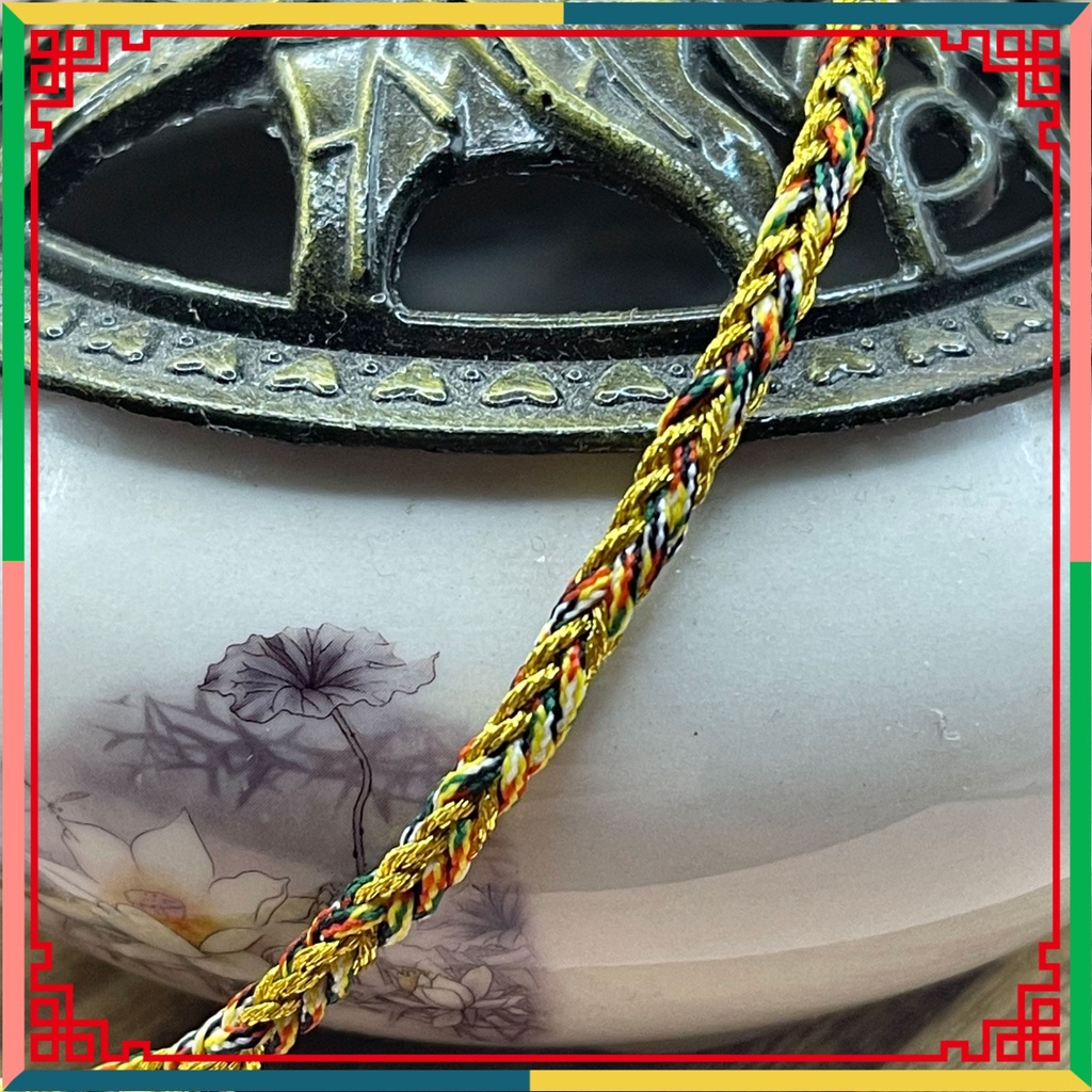 Vòng tay may mắn chỉ ngũ sắc phối chỉ vàng mang lại tài lộc kích thước 15cm/16cm/17/18cm