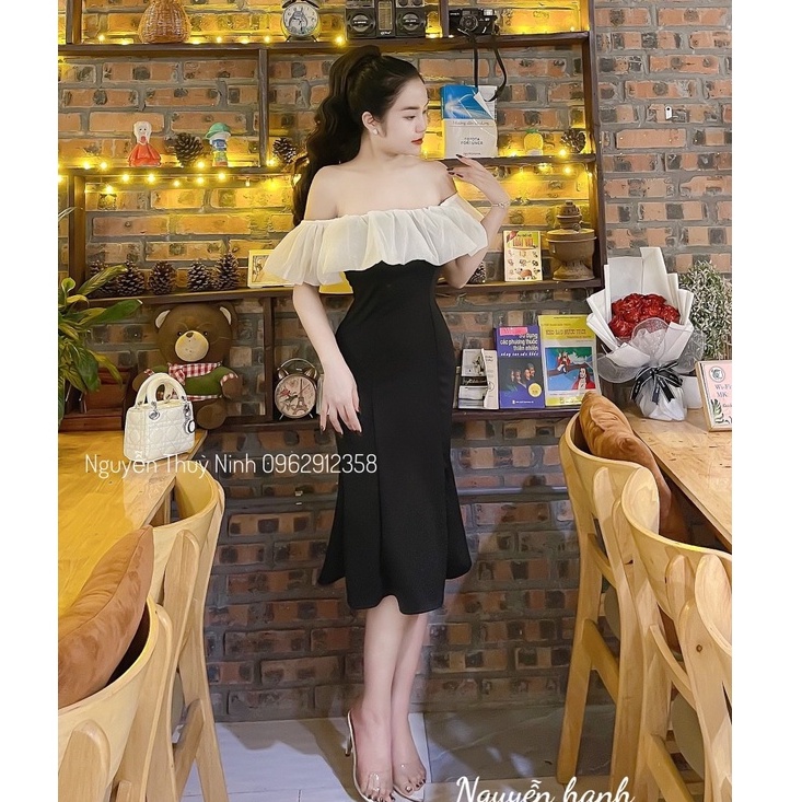 Đầm thiết kế Rubi fashion đầm body trễ vai bèo đuôi cá chất umi dày dặn cao cấp V330