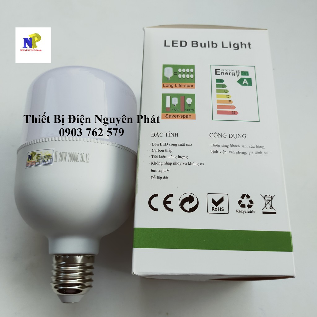 Bóng Đèn Led 20W E27 Kín Nước (Ánh Sáng Trắng/vàng) - Tiết Kiệm Năng Lượng