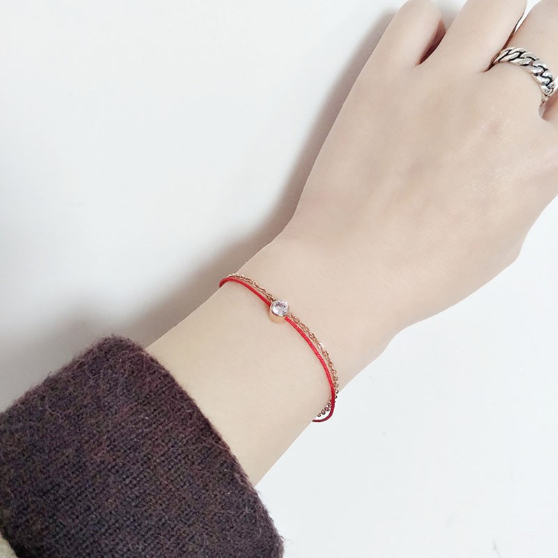 Vòng Tay Hai Lớp Đính Kim Cương Đơn Giản Bằng Thép Không Gỉ Thời Trang Cao Cấp Phong Cách Mới Bán Chạy Niche