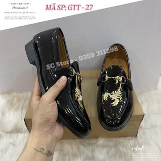GIÀY LƯỜI NAM BỌ CẠP VÀNG Giày tây - Giày Lười Nam Da Bóng Tăng Chiều Cao - GTT 27