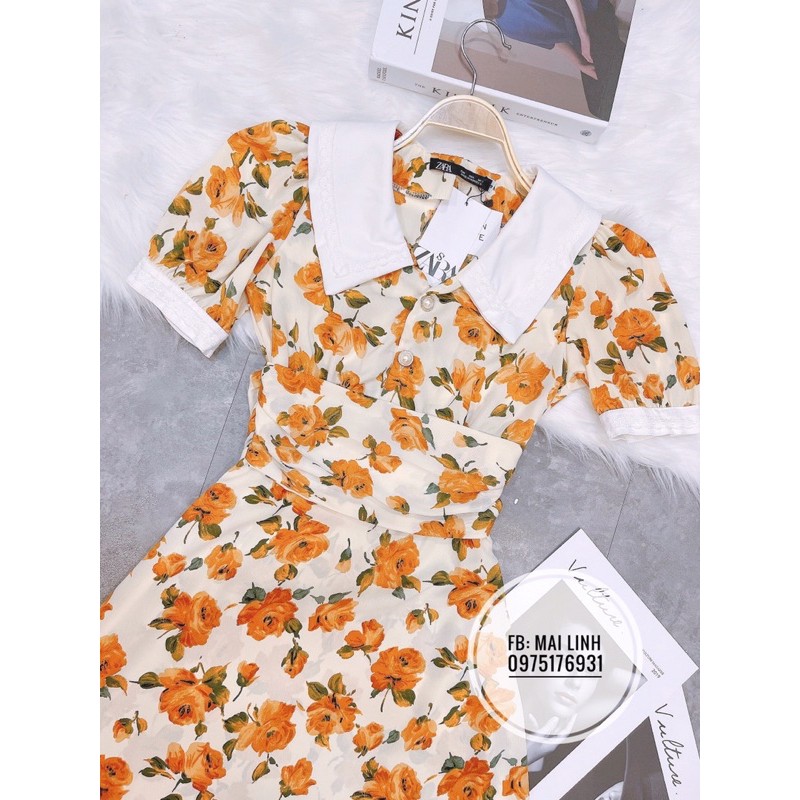 ⚡️BÁN SỈ⚡️Đầm hoa vintage màu vàng phối cổ trắng | BigBuy360 - bigbuy360.vn