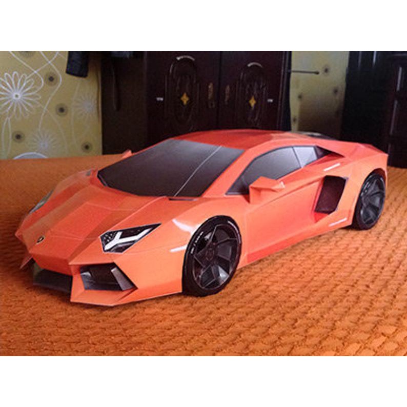 Bộ kit mô hình giấy 3D xe Lamborghini Aventador Racer kích thước lớn 76cm