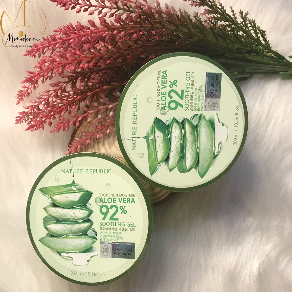 Gel dưỡng Nature Republic Aloe Vera 92% Soothing Gel cấp ẩm, làm dịu da 300ml