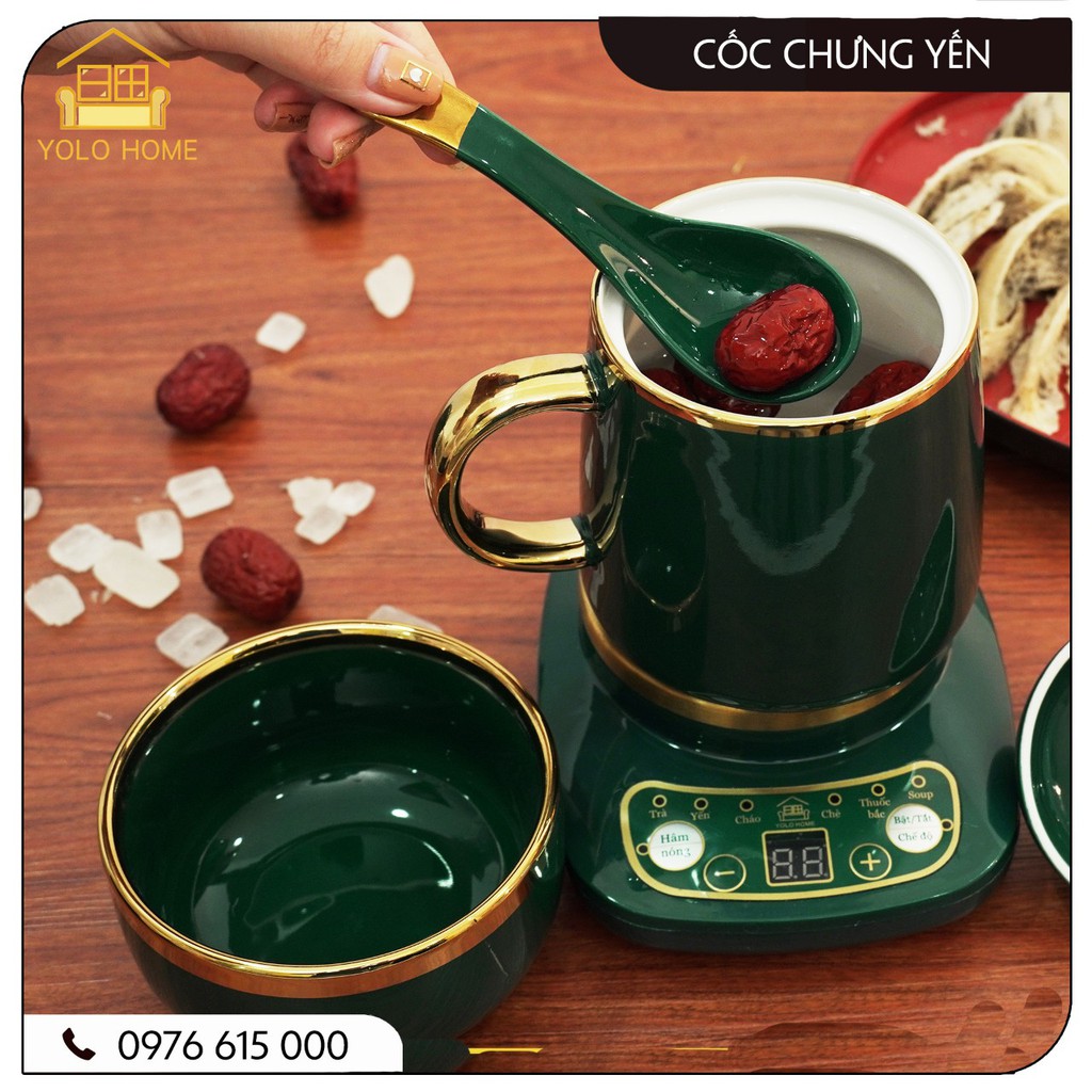 Cốc chưng yến, cốc hầm đa năng ⭐𝐁𝐀̉𝐎 𝐇𝐀̀𝐍𝐇 𝟏𝟐 𝐓𝐇𝐀́𝐍𝐆⭐  chính hãng Yolo Home có hdsd bằng Tiếng Việt. Quà tặng kèm theo