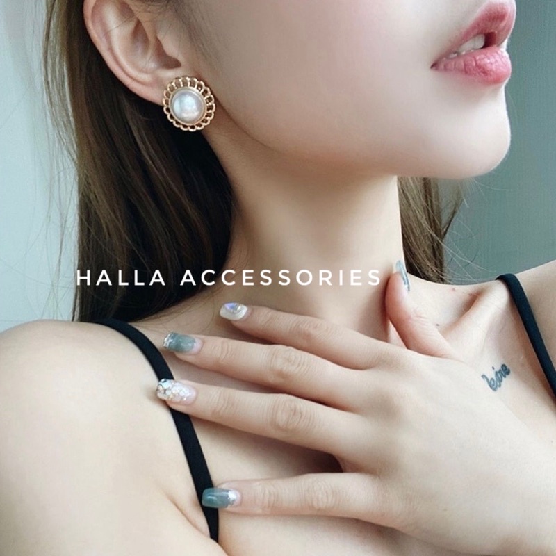 Khuyên tai đính hạt trai , sáng đẹp, bền màu HALLA BT101 BT131 BT144