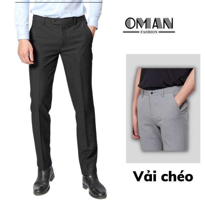 Quần âu nam, quần tây công sở dáng suông, chất vải chéo cao cấp - OMAN QD70