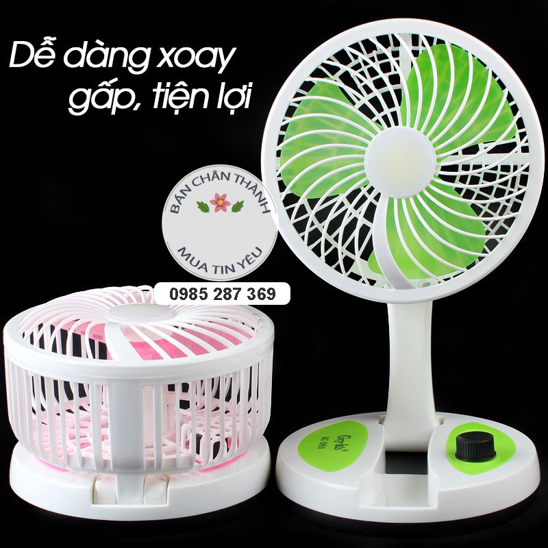 Quạt Tích Điện Để Bàn Mini Gấp Gọn Tiện Lợi Gió Mát Có Đèn Sáng - Bảo Hành Hoàn Tiền Nếu Có Lỗi (Loại tốt) | BigBuy360 - bigbuy360.vn