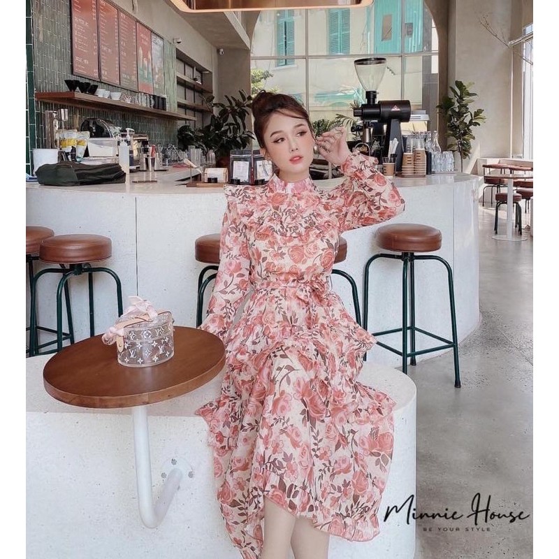 váy maxi hoa hồng nơ eo | WebRaoVat - webraovat.net.vn
