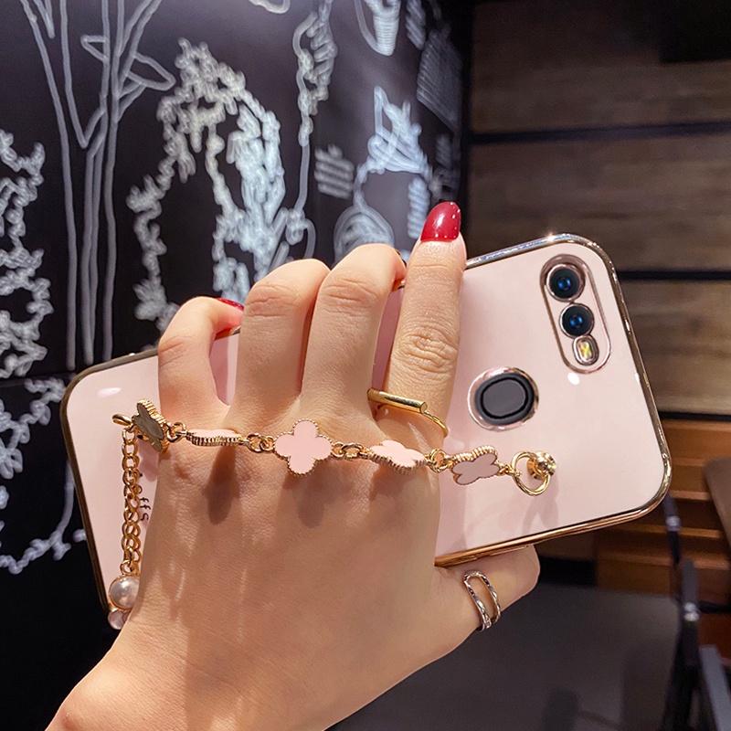 Ốp điện thoại KOOSUK mềm mạ có dây đeo tay thời trang cho Oppo a5s a7 a11k a12 f9 pro ax7 ax5s a7x