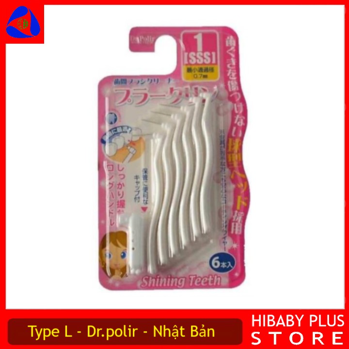 Bàn chải kẽ răng Dr.Polir chữ L gói 6 chiếc chuyên dùng cho người chỉnh nha niềng răng (Hibaby+ Store) | BigBuy360 - bigbuy360.vn