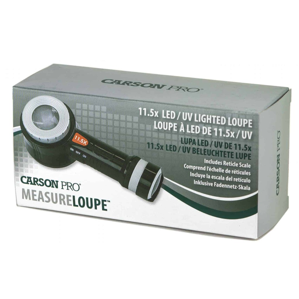 Kính lúp cầm tay Carson MeasureLoupe™CP-45 (11.5x) (có đèn cực tím UV / đèn Led) - USA