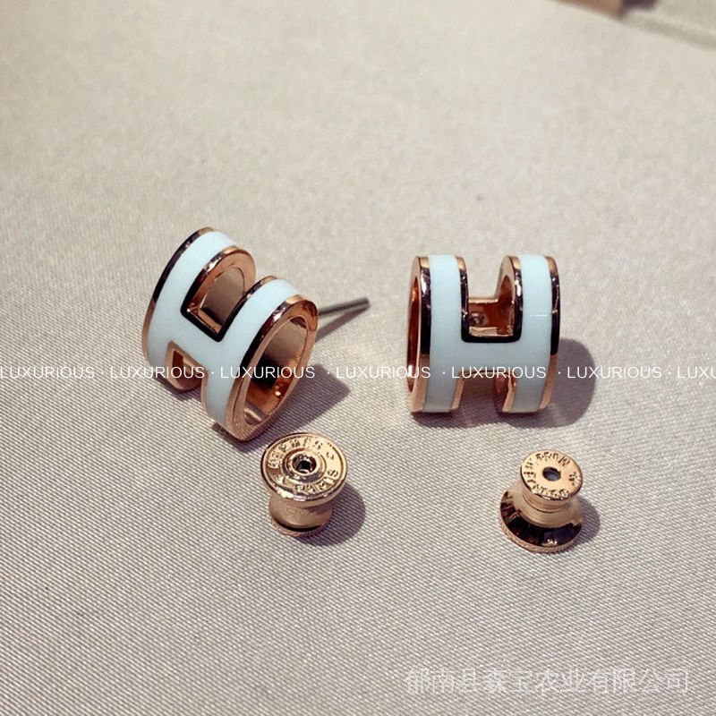 Khuyên Tai Hermes| Bông Tai Chữ h Mạ Bạc 925 Cao Cấp 4CJp