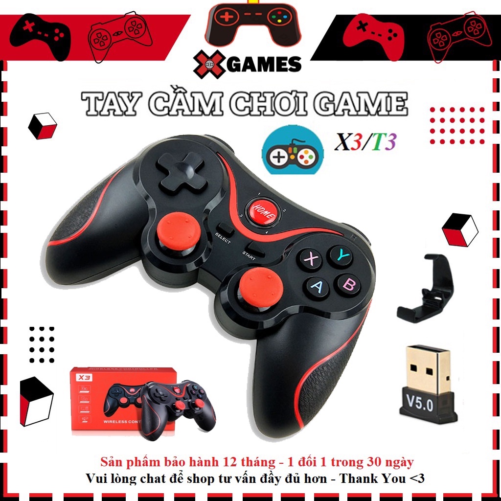 ⚡𝓑ả𝓷 𝓝â𝓷𝓰 𝓒ấ𝓹 𝓬ó 𝓤𝓢𝓑⚡Tay Cầm Chơi Game V13 X3/T3 Bluetooth Cho Điện Thoại PC, Laptop, Android, IOS Có Giá Kẹp Điện Thoại