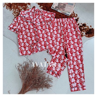 pijama lụa cộc tay quần dài