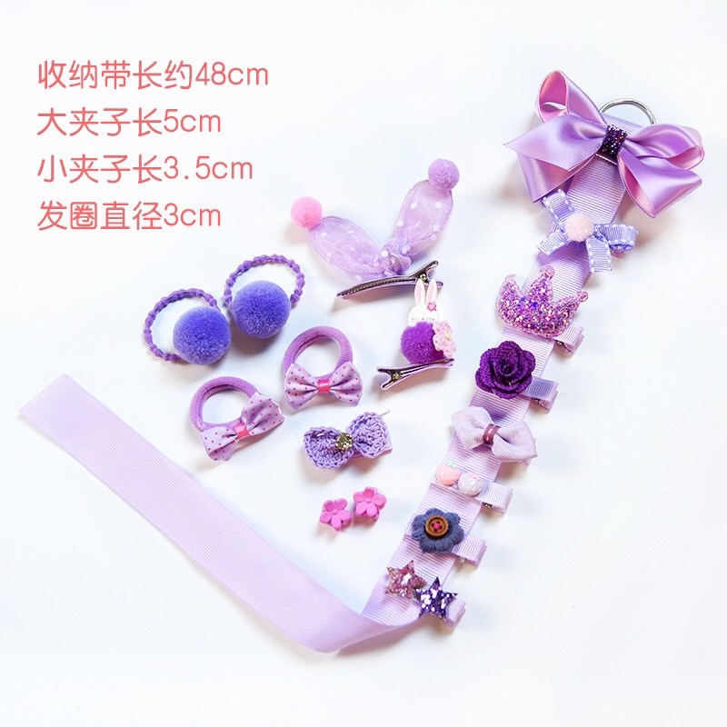 Hộp tóc 18 chi tiết cho bé gái, kẹp, cột, thắt đủ kiểu