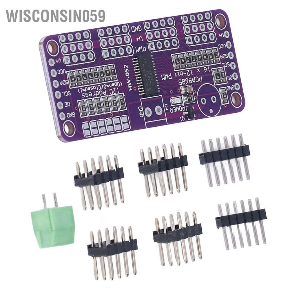 Wisconsin059 Servo Motor Driver PWM Control Module 16 Channel 12 Bit IIC PCA9685 Controller for DIY