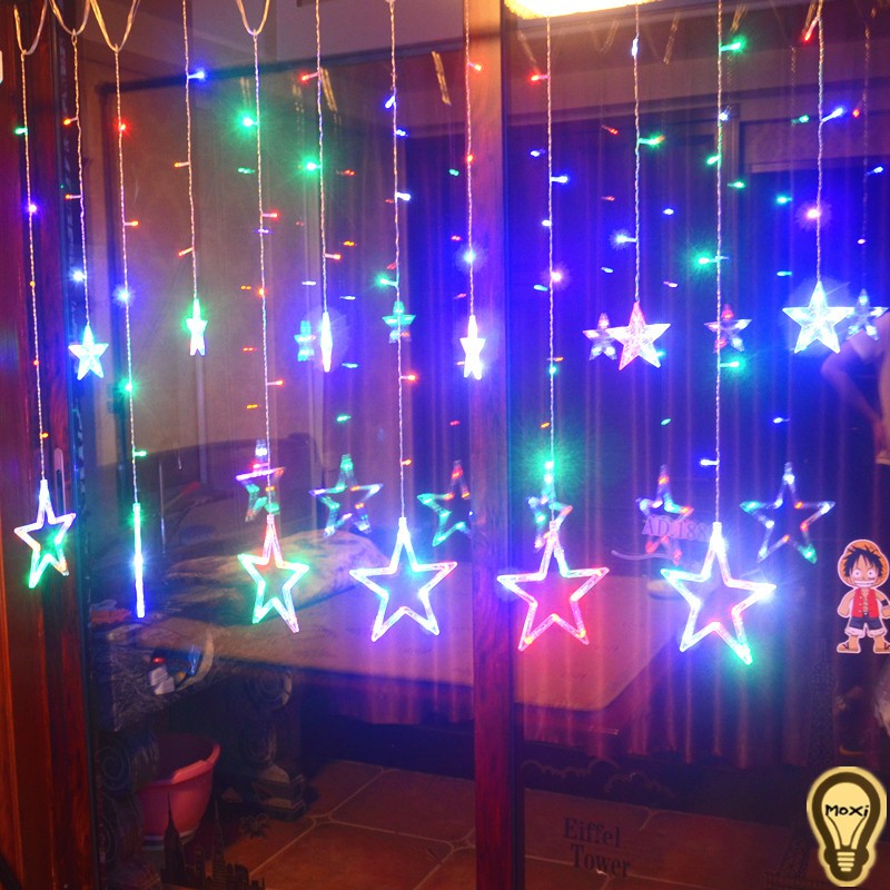 Dây đèn LED chuỗi thả mành hình sao nhãn hiệu MOXI dùng trang trí Lễ Tết. | BigBuy360 - bigbuy360.vn