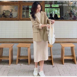 áo khoác blazer nâu đen kẻ