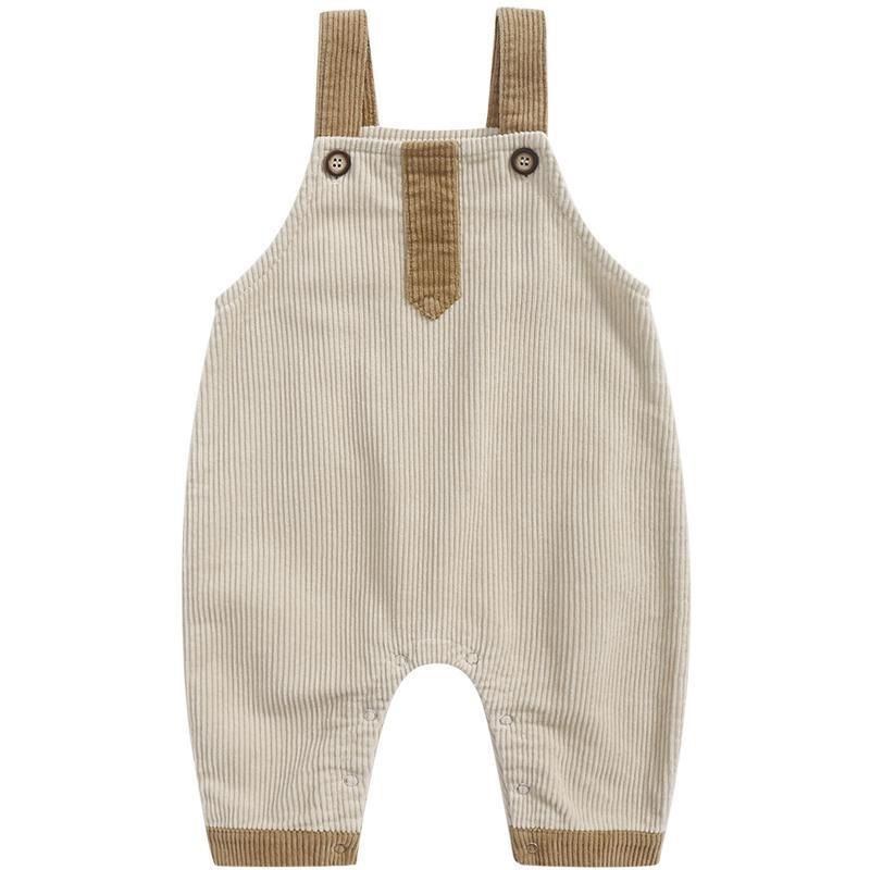 Quần Yếm Dài Vải Nhung Phối Nút Thời Trang Xuân Thu Cho Bé