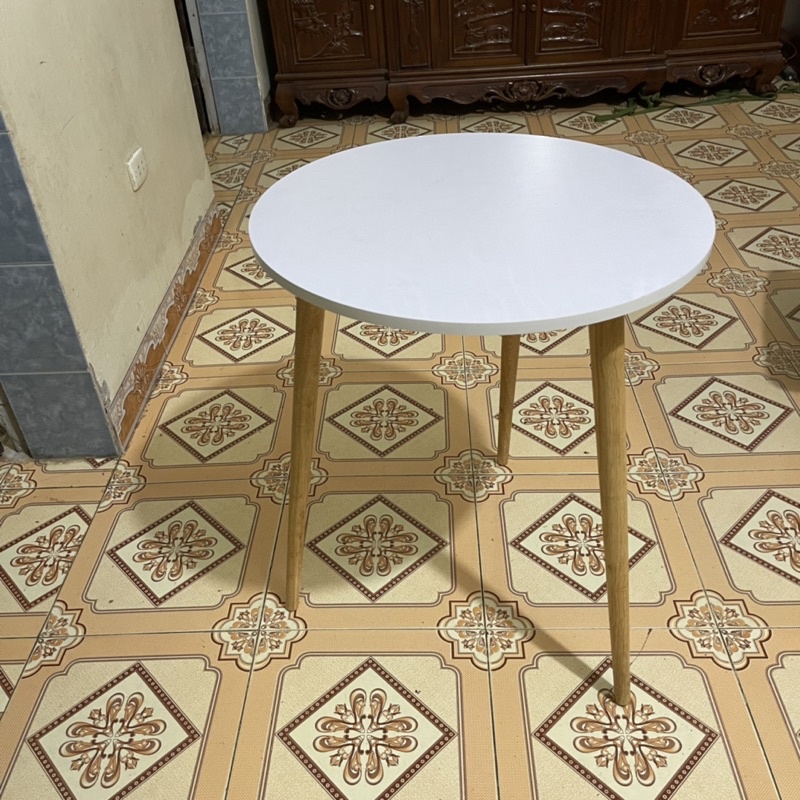 Bàn tròn ăn cafe decor trang trí Chân Gỗ Tự Nhiên Cao Cấp Havaco đường kính 60 cao 74 cm