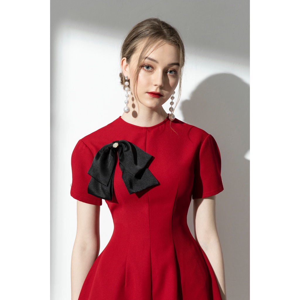 LAVIEM - Đầm đỏ nơ đen Emmy | BigBuy360 - bigbuy360.vn