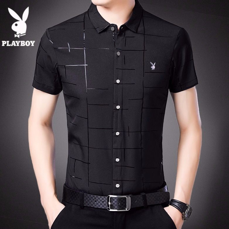 Áo sơ mi ngắn tay ôm dáng phối túi size lớn thời trang công sở mùa hè cho nam | BigBuy360 - bigbuy360.vn