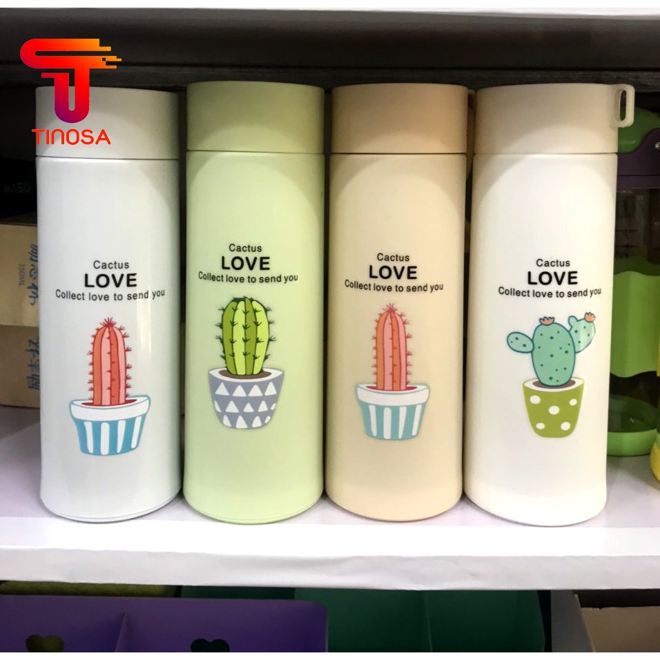 Bình Thủy Tinh Bọc Nhựa Lúa Mạch Xương Rồng Cactus Love 400ml. bình chống vỡ, chống va đập