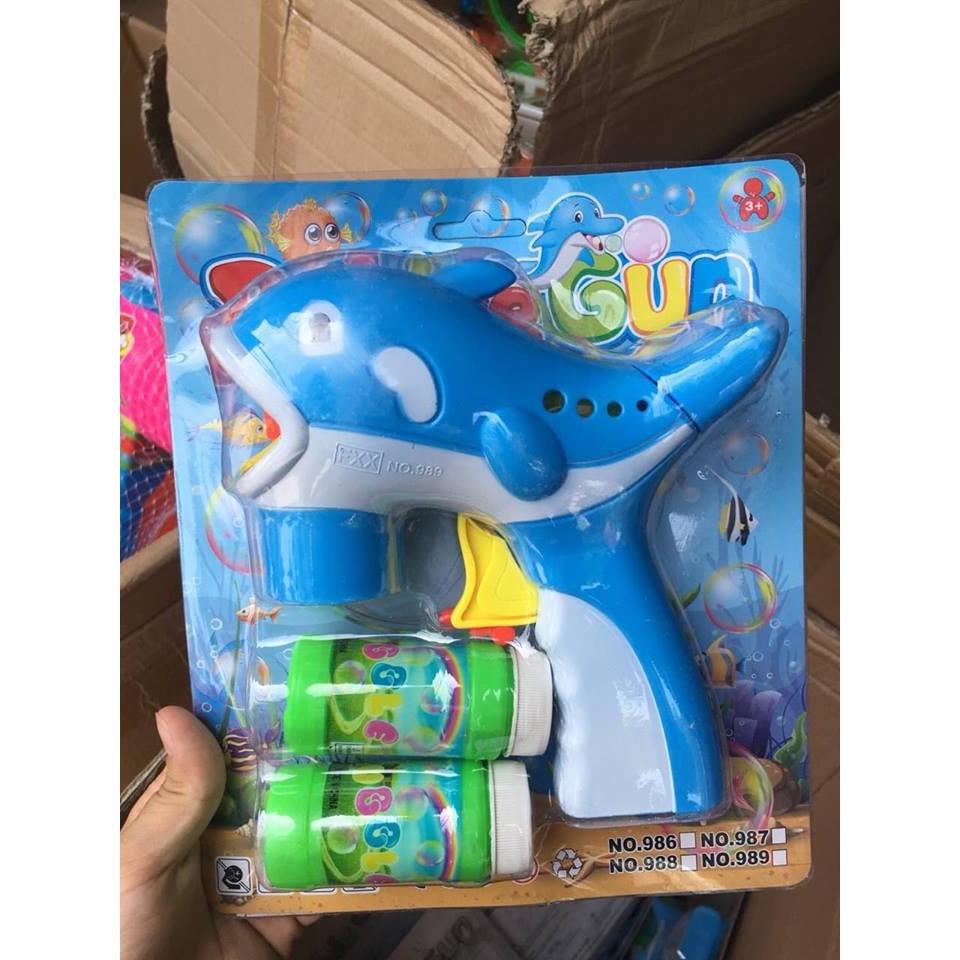Súng đồ chơi bắn bong bóng xà phòng hình cá heo cho bé