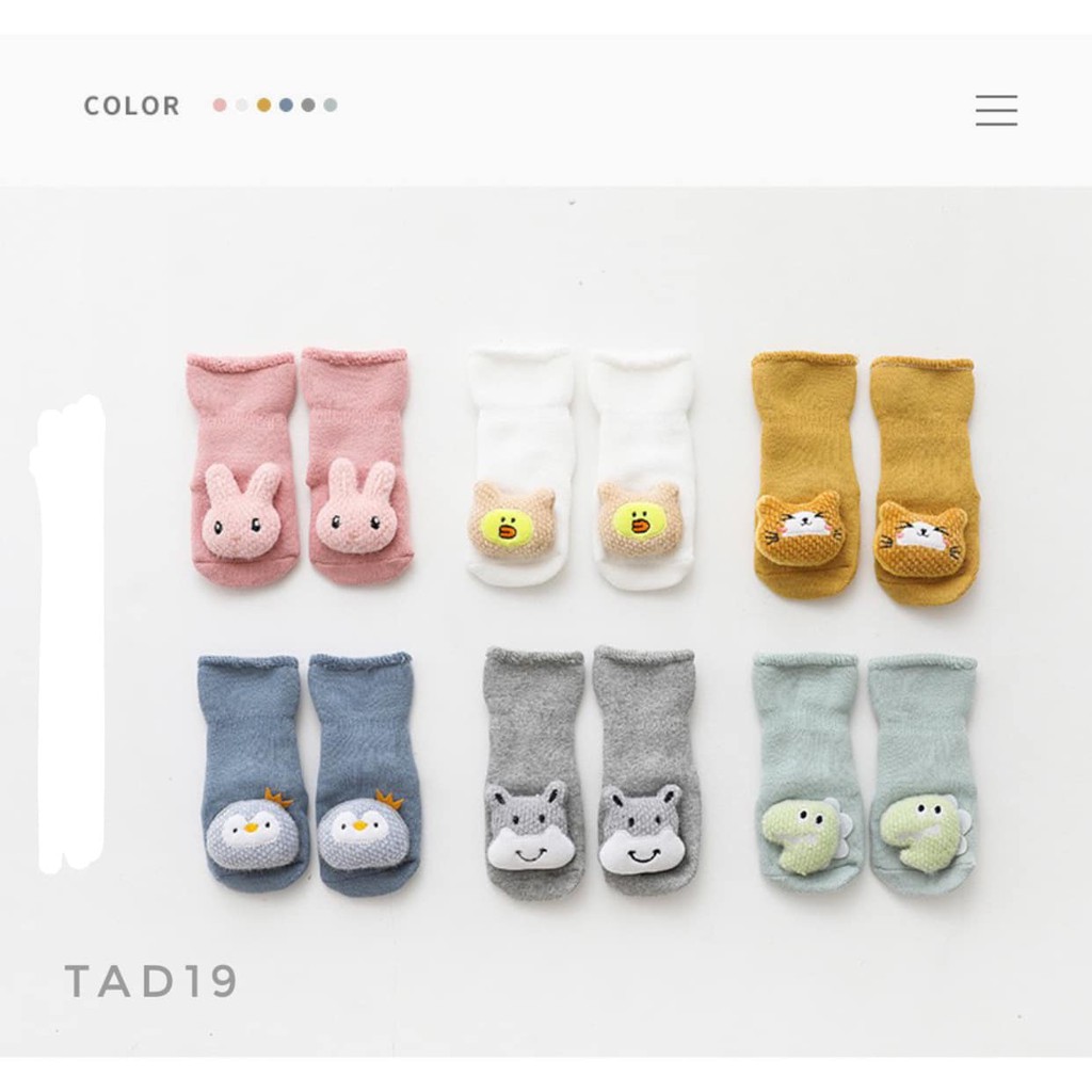 Tất cổ cao chống trượt hình thu 5D cho bé - TAD19