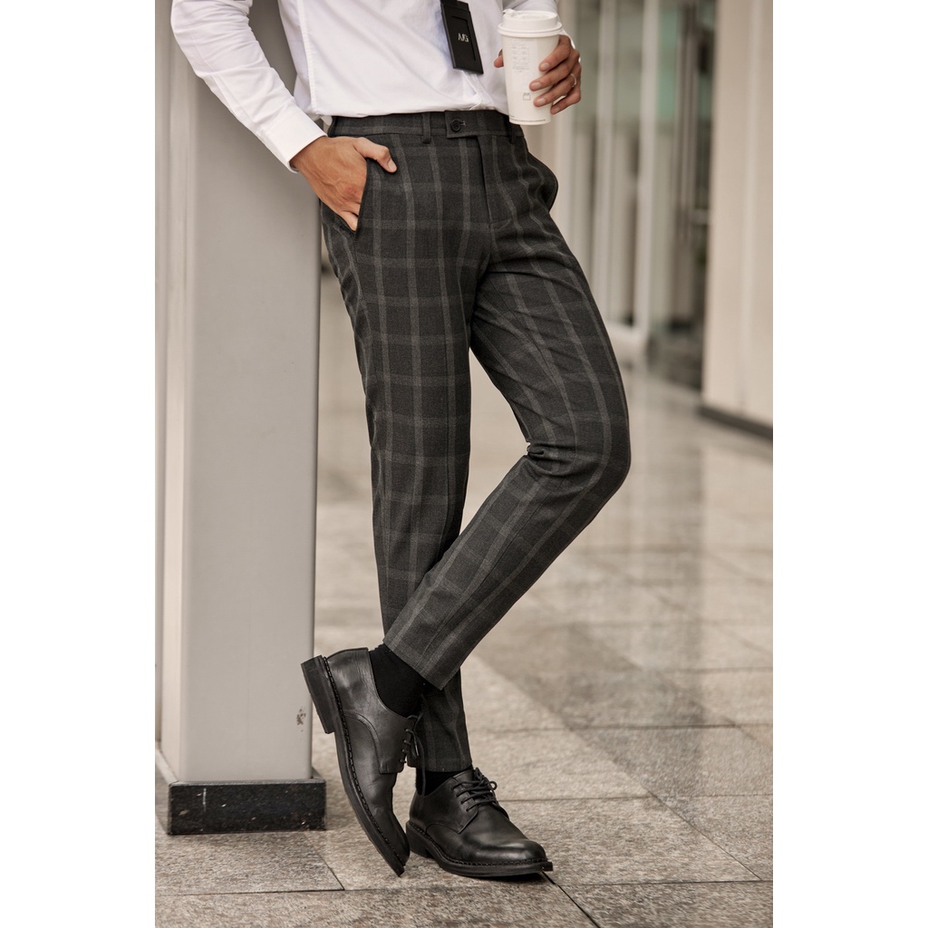 Quần Tây Americus Gosani Caro Nổi Màu Xám Và Đen