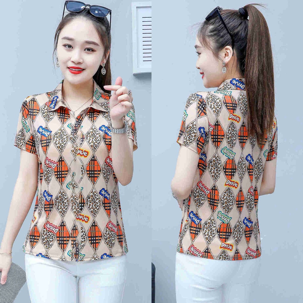 Áo Sơ Mi Ngắn Tay Mỏng Che Bụng Thời Trang Mùa Hè Mới Cho Phụ Nữ Trung Niên
