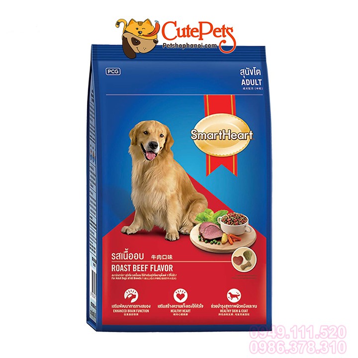 Thức ăn cho chó lớn Smart Heart Adlut 400g hạt cho chó Vị thịt bò nướng - CutePets Phụ kiện chó mèo Pet shop Hà Nội