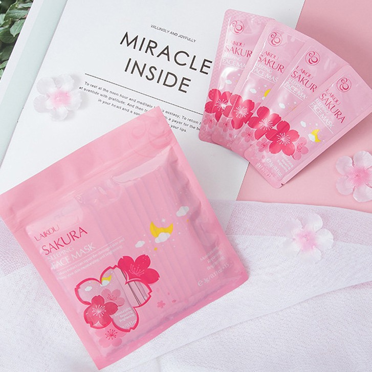 [Chính hãng] Bịch 15 miếng mặt nạ ngủ hoa anh đào sakura laikou | Thế Giới Skin Care