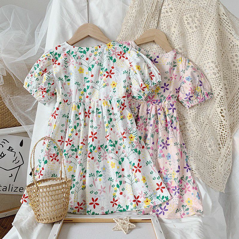 Váy Bé Gái Cotton 100% hàng Quảng Châu thô mềm, váy cho bé phong cách HànTh 2-3-4-5-6 tuổi