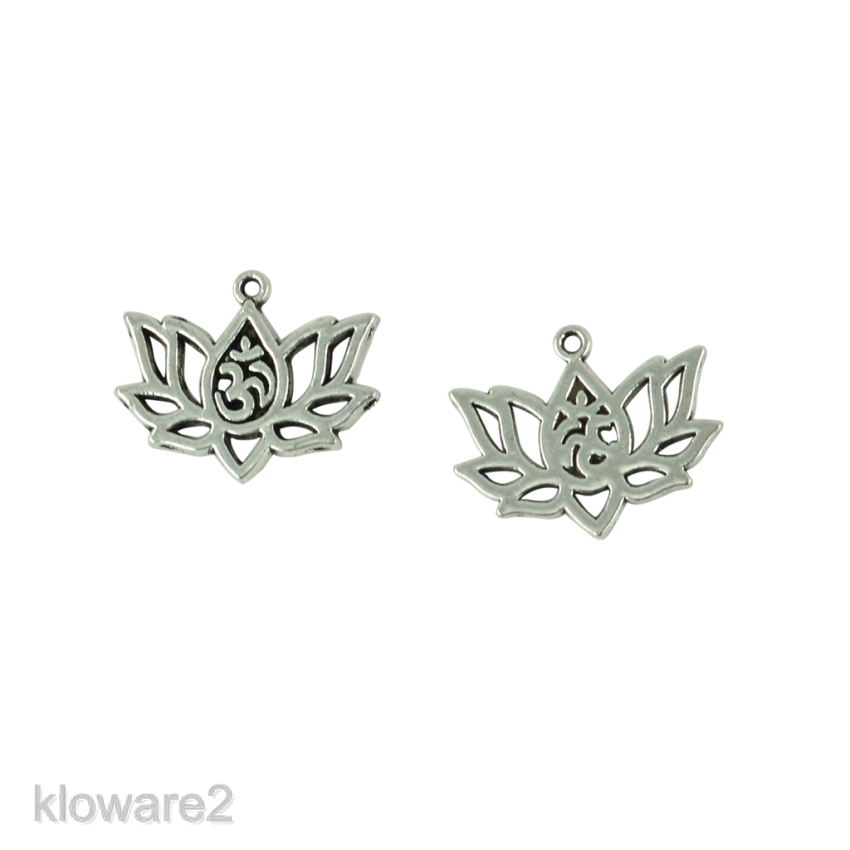 [KLOWARE2] 10Pcs Tibetan Silver Tone Lotus Flower Charms Pendants For Jewelry Making