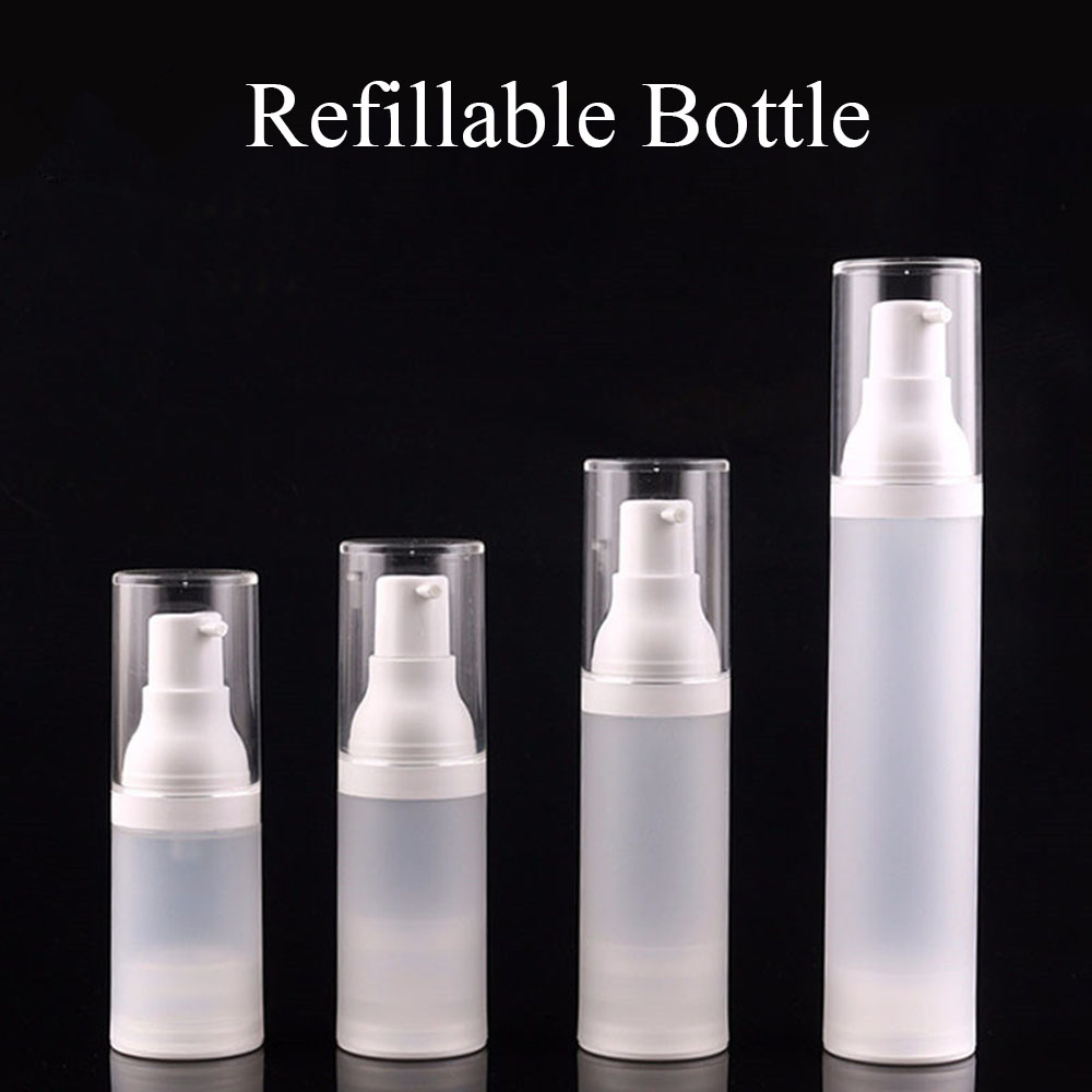 USNOW 15ml/20ml/30ml/50ml Airless Pump Travel Bottle Vacuum Bottle Empty Bottle Toiletries Container Plastic Frosted Cosmetic Bottle Refillable