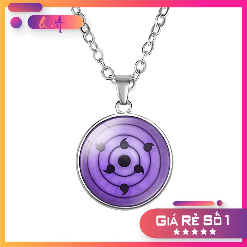 Dây chuyền mặt kính Cabochon hình đôi mắt Sharingan trong phim Naruto thời trang cho nam