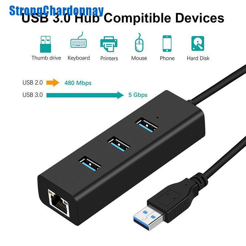 Bộ Chia 3 Cổng Usb 3.0 Gigabit Ethernet Lan Rj45 Sang Cổng Mạng 1000mbps