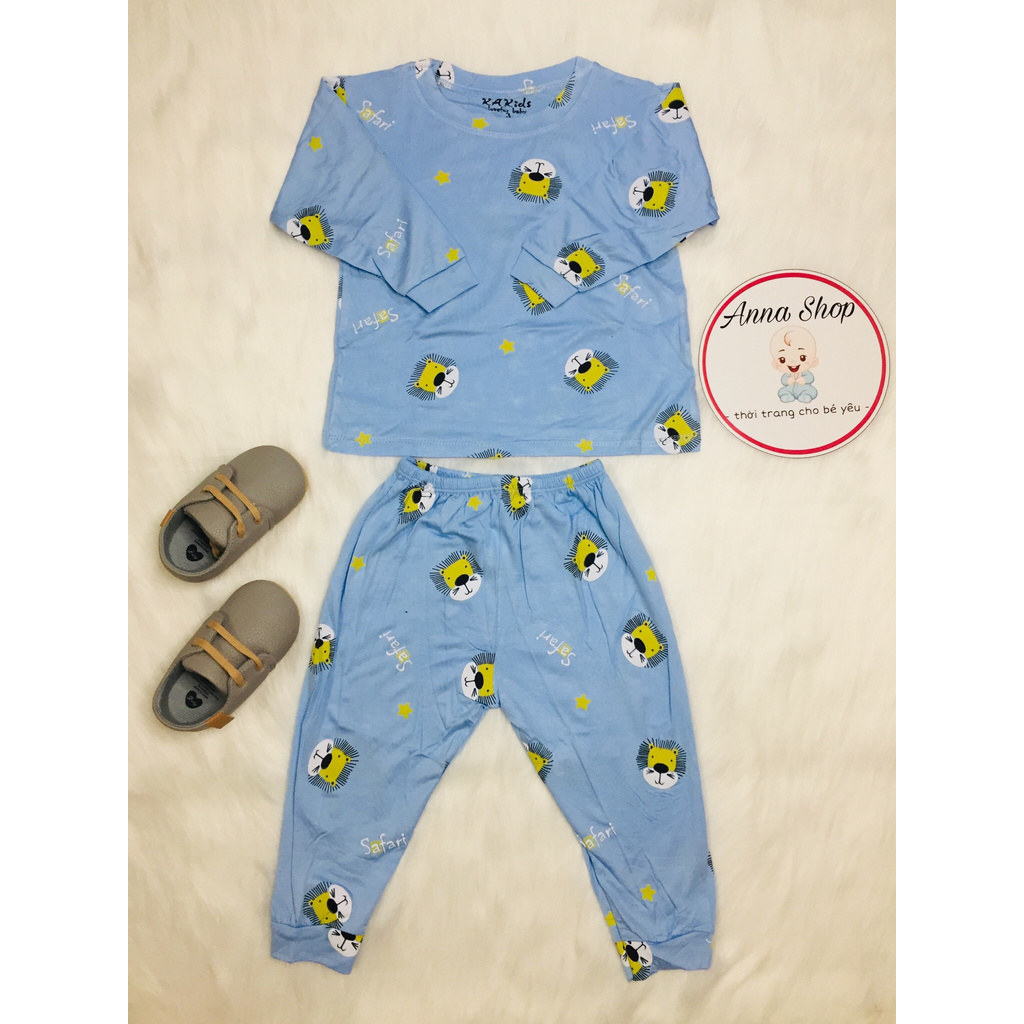 Bộ mặc nhà cho bé, bộ thun lạnh nằm điều hòa, bộ dài tay hoạt tiết Lion KAKIDS siêu dễ thương