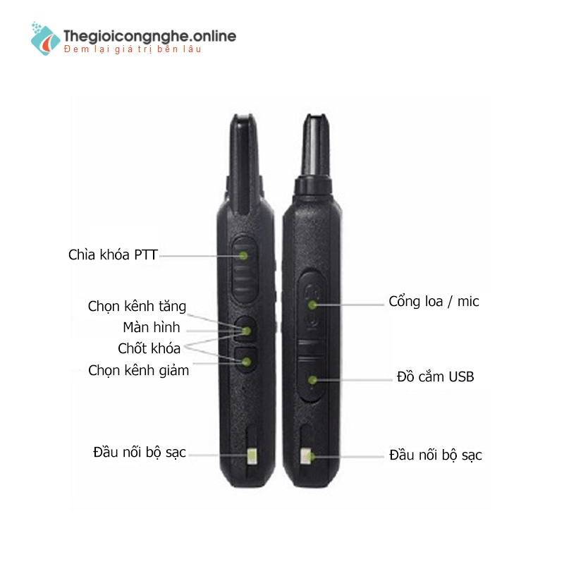 Bộ đàm mini WLN-BD01 âm thanh lớn sử dụng 16 kênh tần số
