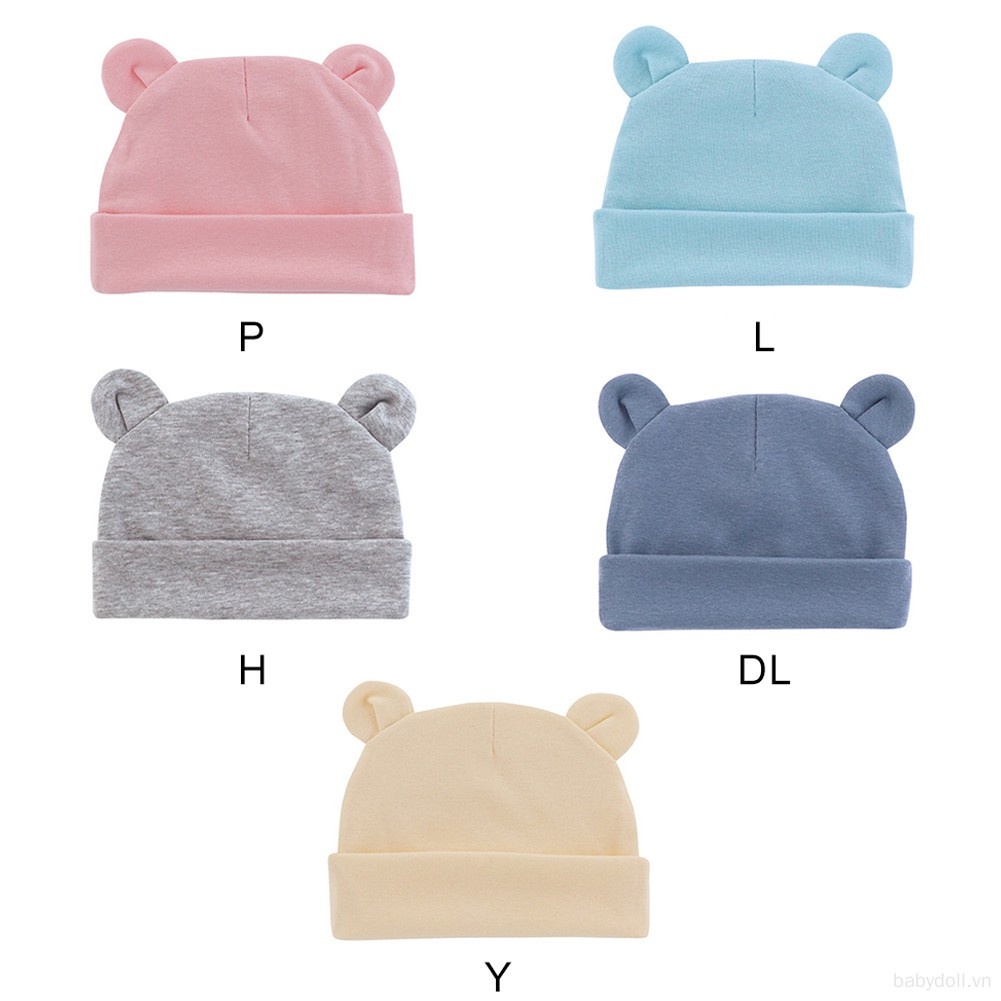 Mũ Cotton Trùm Đầu Màu Sắc Trơn Dành Cho Bé Từ 0-1 Tuổi