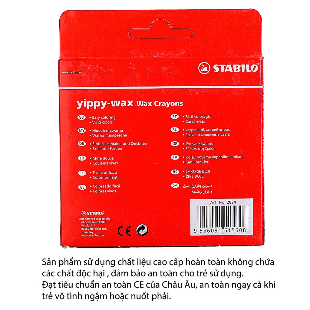 Hộp bút sáp màu Stabilo Yippy-wax WX28-C3 12M 16M 24M