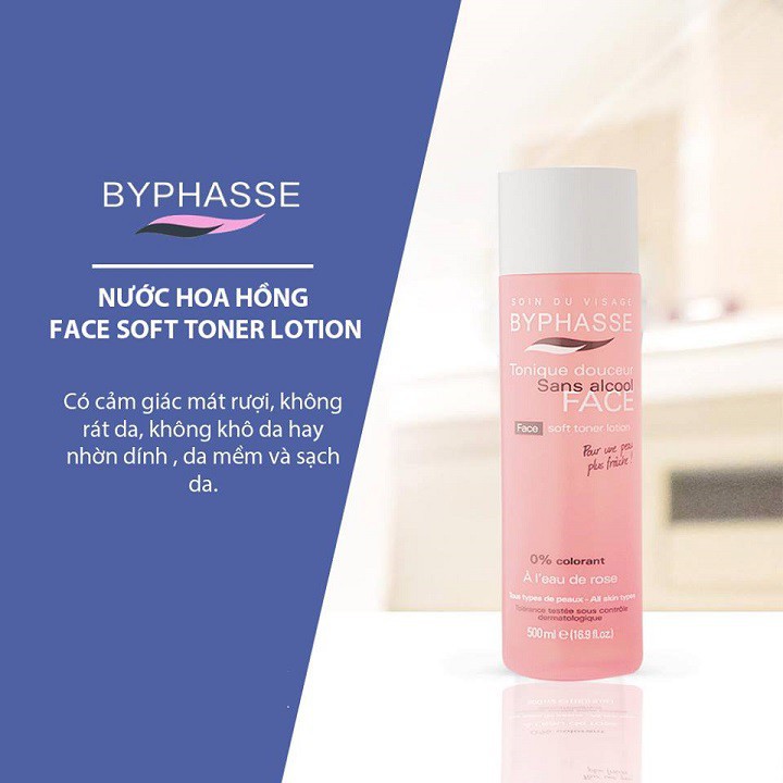 Nước Hoa Hồng Dưỡng Da Byphasse Face Soft Toner Lotion 500ml